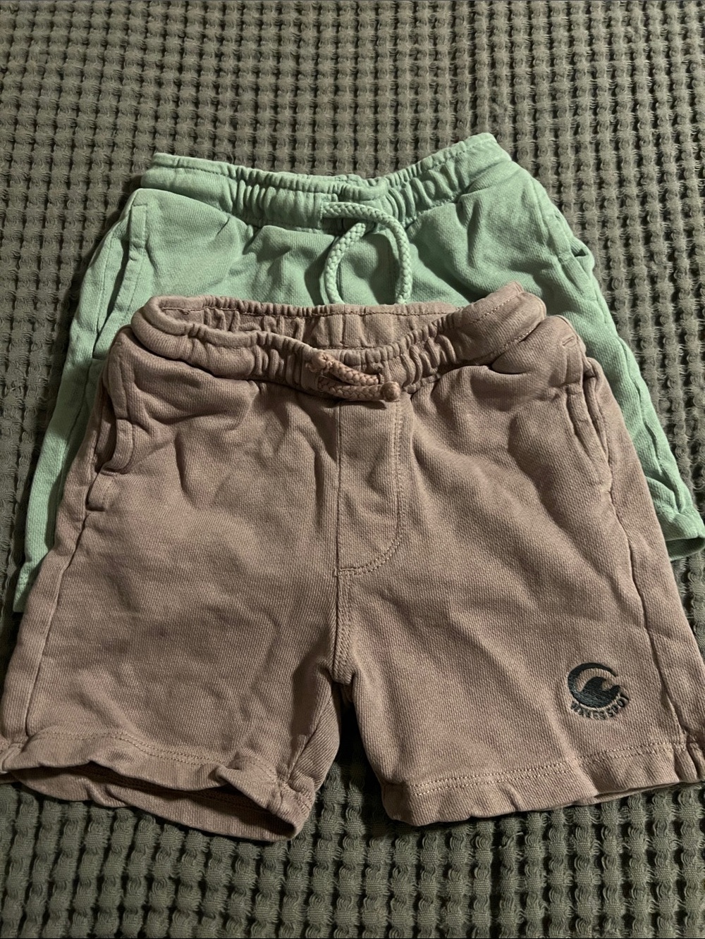 Zara Kids Casual Drawstring Shorts - Sage Green & Taupe Size 1 1/2